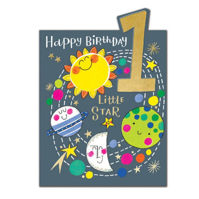 Happy 1st Birthday Little Star Card-Baby Gifts-Baby Clothes-Toys-Mornington-Balnarring