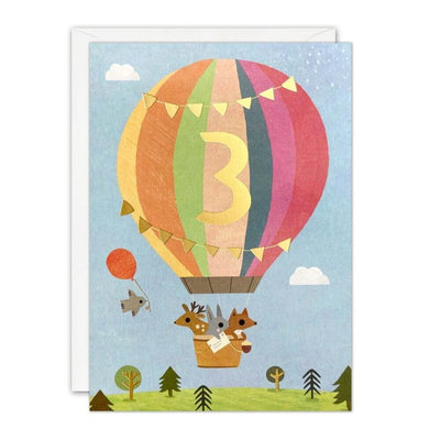 Age 3 - Hot Air Balloon Birthday Card-Baby Gifts-Toys-Mornington Peninsula