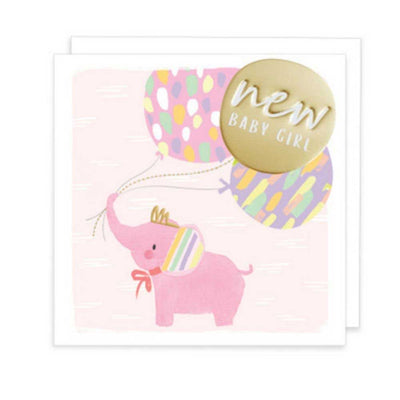 Pink Elephants New Baby Card