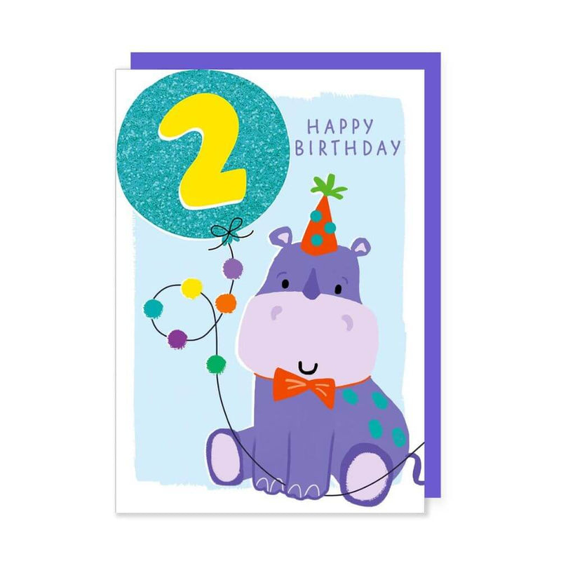 Age 2 Birthday Card: Hippo-Baby Gifts-Toys-Mornington Peninsula