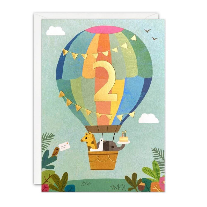 Age 2 - Hot Air Balloon Birthday Card-Baby Gifts-Toys-Mornington Peninsula