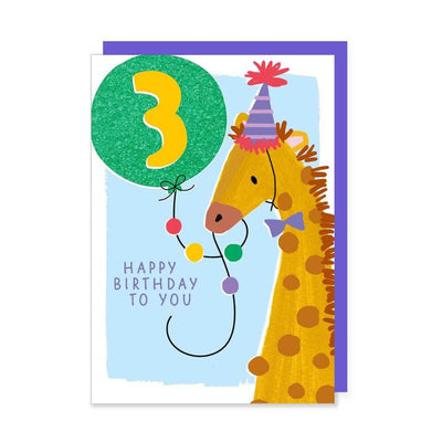 Age 3 Birthday Card: Giraffe-Baby Gifts-Toys-Mornington Peninsula