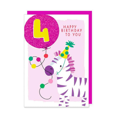 Age 4 Birthday Card: Zebras-Baby Gifts-Toys-Mornington Peninsula
