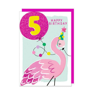 Age 5 Birthday Card: Flamingo-Baby Gifts-Toys-Mornington Peninsula