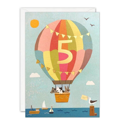 Age 5 - Hot Air Balloon Birthday Card-Baby Gifts-Toys-Mornington Peninsula