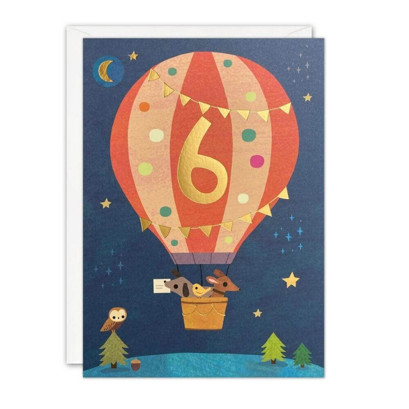 Age 6 - Hot Air Balloon Birthday Card-Baby Gifts-Toys-Mornington Peninsula
