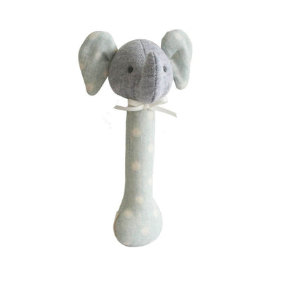 Baby Gifts-Mornington-Balnarring-Alimrose Blue Spot Elephant Stick Rattle-The Enchanted Child