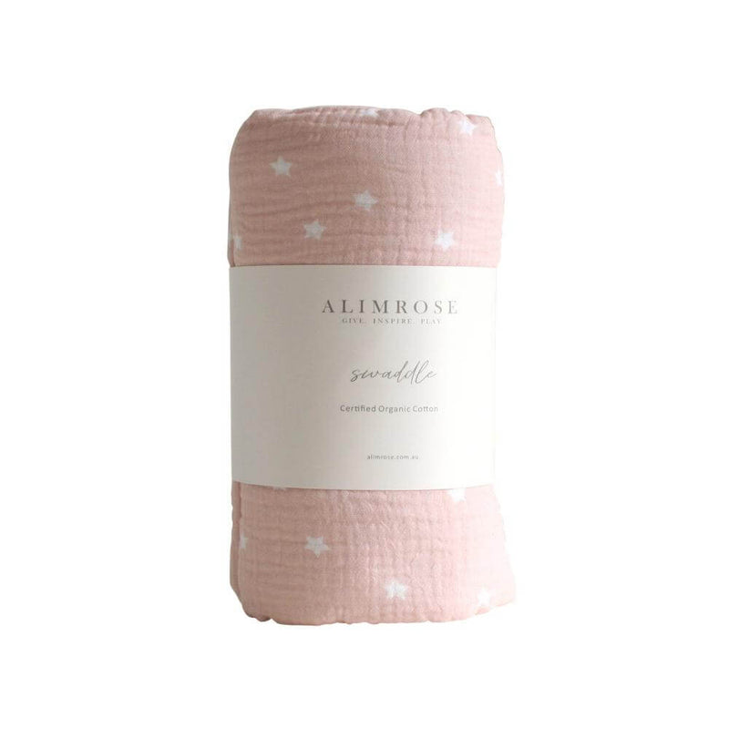 Baby Gifts-Baby Clothes-Toys-Mornington-Balnarring-Alimrose Pink Muslin Swaddle Starry Night-Kids Books