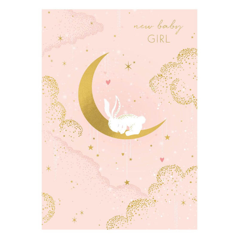 Bunny & Moon Baby Girl Card-Baby Gifts-Toys-Mornington Peninsula