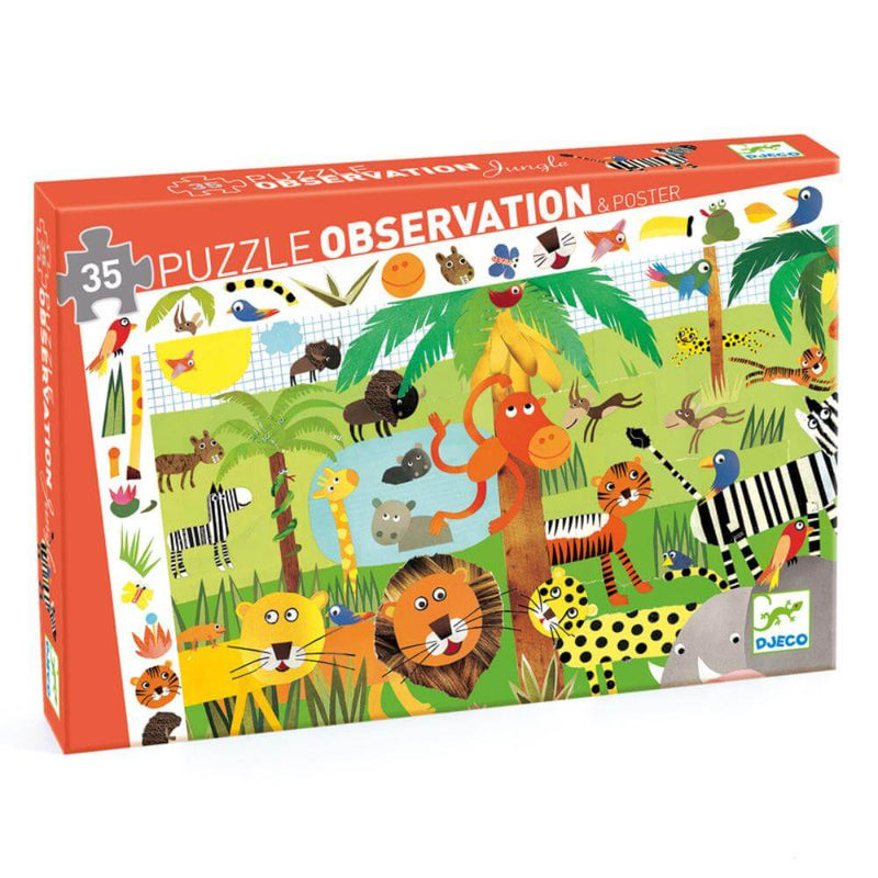Djeco Jungle Observation Puzzle, 35pc-Baby Gifts-Baby Clothes-Toys-Mornington-Balnarring-Kids Books