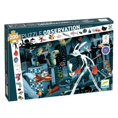 Djeco Night City Observation Puzzle, 200pc-Baby Gifts-Baby Clothes-Toys-Mornington-Balnarring-Kids Books