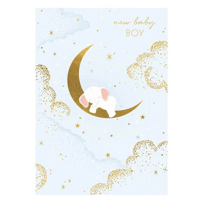 Elephant & Moon Baby Boy Card-Baby Gifts-Toys-Mornington Peninsula