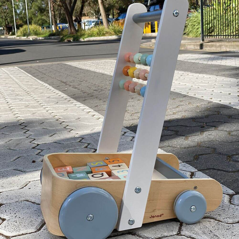 Baby Gifts-Baby Clothes-Toys-Mornington-Balnarring-Janod Cocoon Walker With Blocks-The Enchanted Child