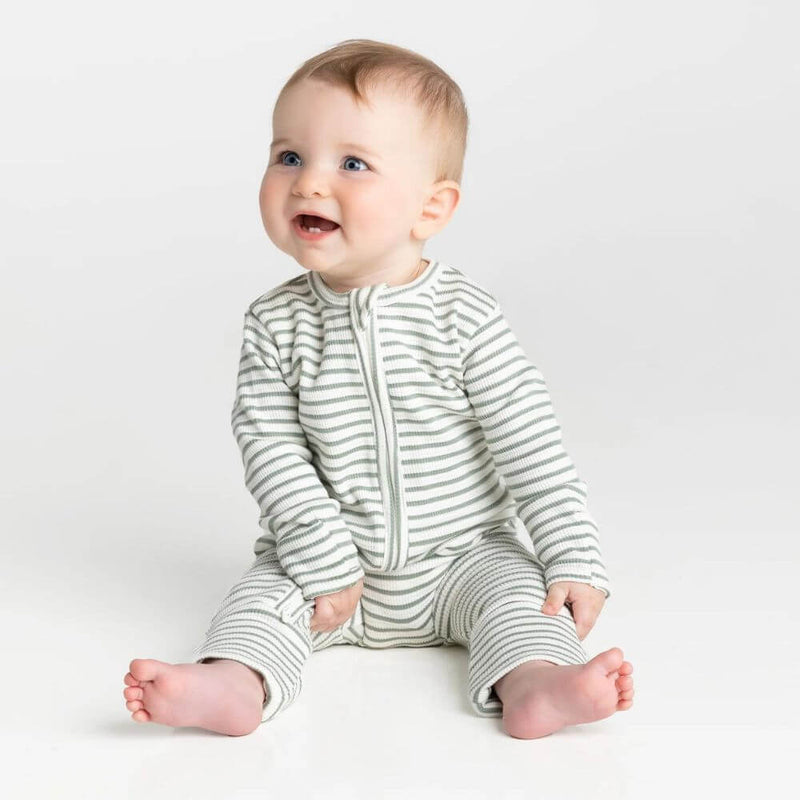 Baby Gifts-Mornington-Balnarring-Kynd Baby Gumnut Stripe Waffle Zipsuit-The Enchanted Child