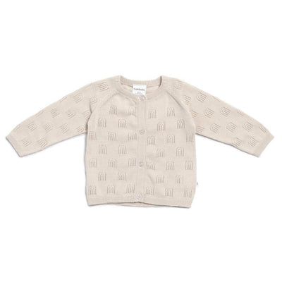 Kynd Baby Pointelle Knit Cardigan, Oatmeal-Baby Gifts-Baby Clothes-Toys-Mornington-Balnarring-Kids Books
