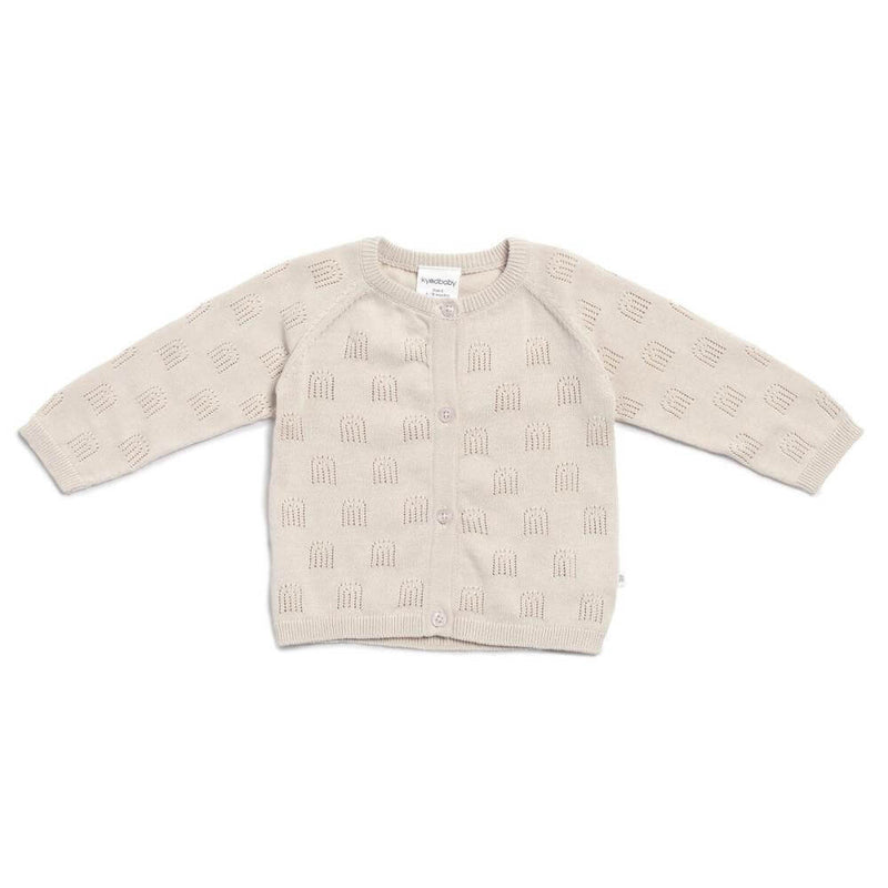 Kynd Baby Pointelle Knit Cardigan, Oatmeal-Baby Gifts-Baby Clothes-Toys-Mornington-Balnarring-Kids Books