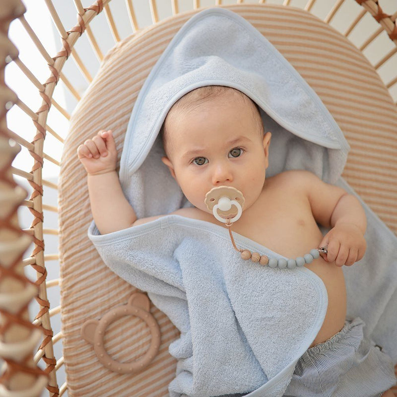 Mushie Baby Blue Hooded Towel-Baby Clothes-Toys-Mornington Peninsula