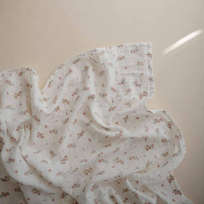 Baby Gifts-Mornington-Balnarring-Mushie Pink Flowers Muslin Swaddle-The Enchanted Child