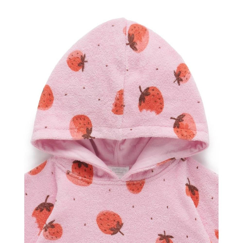 Purebaby Strawberry Towelling Poncho-Baby Gifts-Baby Clothes-Toys-Mornington-Balnarring