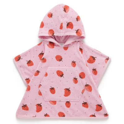 Purebaby Strawberry Towelling Poncho-Baby Gifts-Baby Clothes-Toys-Mornington-Balnarring