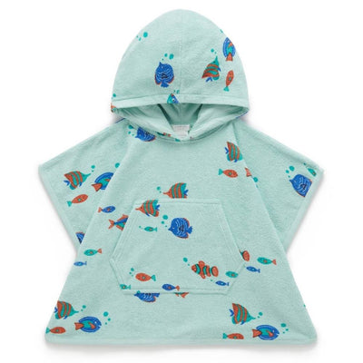 Purebaby Tropical Fish Towelling Poncho-Baby Gifts-Baby Clothes-Toys-Mornington-Balnarring