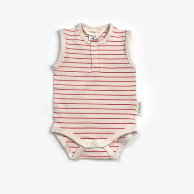 The Rest Henley Bodysuit, Tigerlily Stripe-Baby Gifts-Baby Clothes-Toys-Mornington-Balnarring