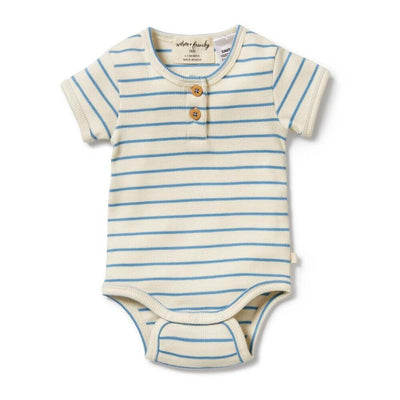 Wilson + Frenchy Petit Blue Rib Henley Bodysuit-Baby Gifts-Baby Clothes-Toys-Mornington-Balnarring
