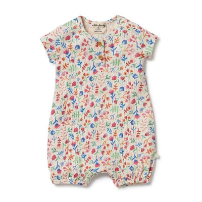 Wilson + Frenchy Tropical Garden Crinkle Henley Playsuit-Baby Gifts-Baby Clothes-Toys-Mornington-Balnarring