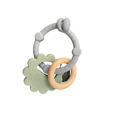 Wonder Tribe Silicone & Beech Wood Lion Teether, Sage-Baby Clothes & Gifts-Toys-Mornington-Balnarring