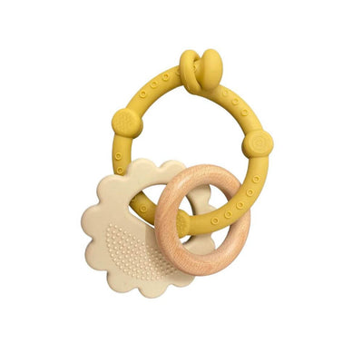Wonder Tribe Silicone & Beech Wood Lion Teether, Sand-Baby Gifts-Toys-Mornington-Balnarring-The Enchanted Child