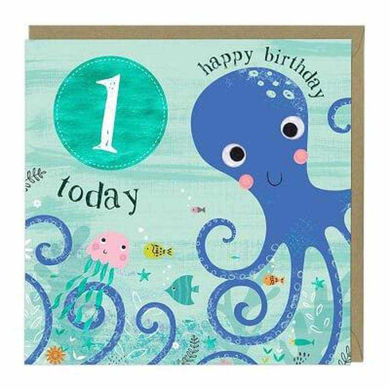 Age 1 Birthday Card: Octopus