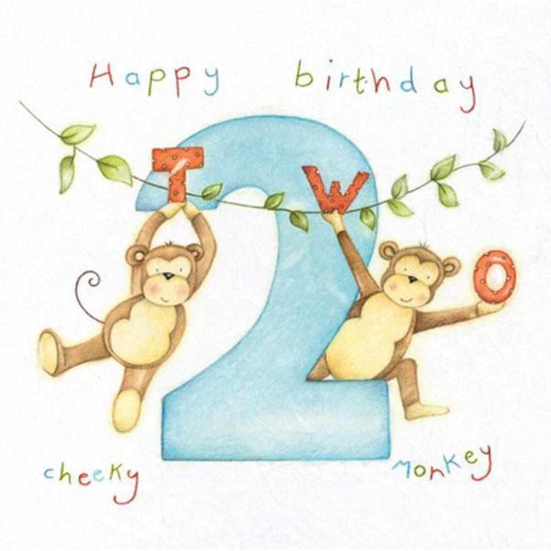 Age 2 Birthday Card: Cheeky Monkey