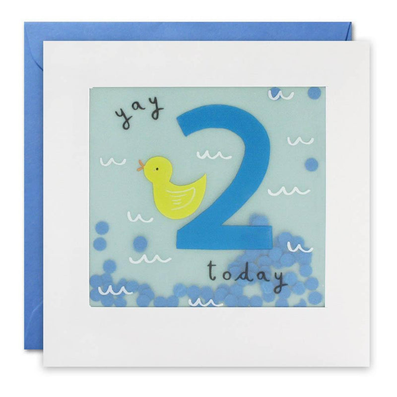 Age 2 Duck Paper Shakies Birthday Card