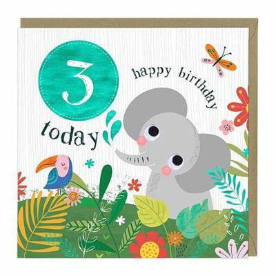 Age 3 Birthday Card: Elephant