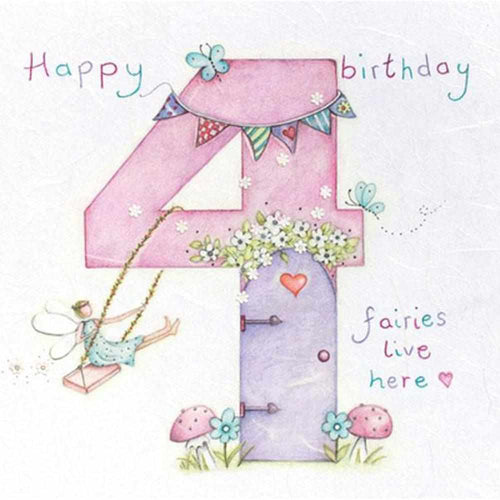 Age 4 Birthday Card: Fairies Live Here