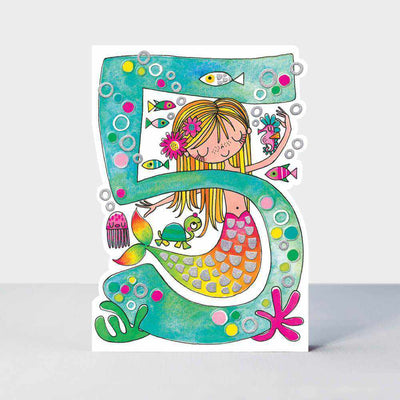 Age 5 Birthday Card: Mermaid
