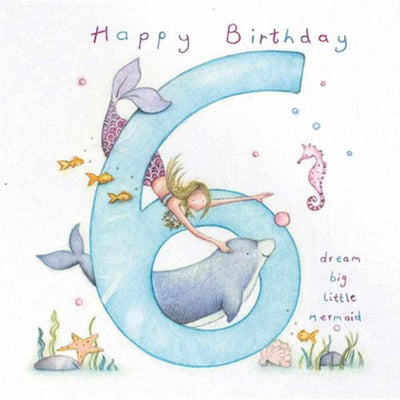 Age 6 Birthday Card: Little Mermaid