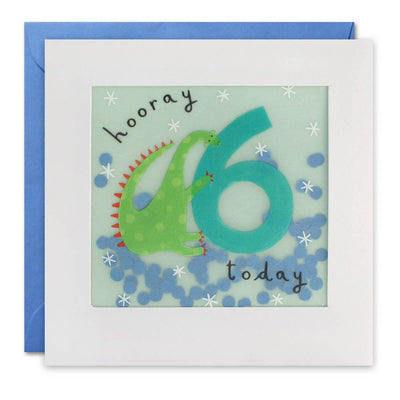 Age 6 Dinosaur Paper Shakies Birthday Card