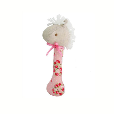 Alimrose Pink Floral Horse Stick Rattle