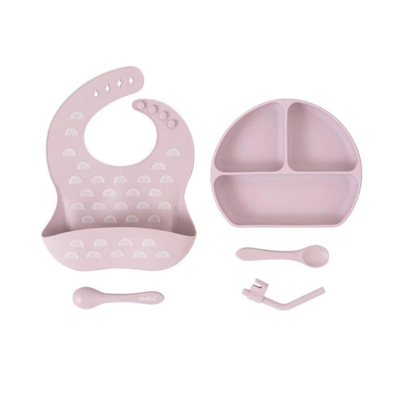 All4Ella Mauve Silicone Plate + Straw & Spoon-The Enchanted Child