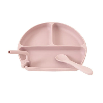 All4Ella Pink Silicone Plate + Straw & Spoon-The Enchanted Child
