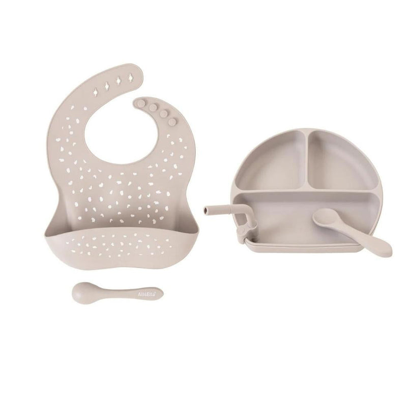 All4Ella Stone Silicone Plate + Straw & Spoon-The Enchanted Child