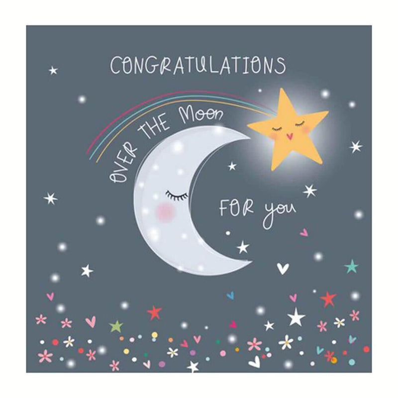 Congratulations Over the Moon Baby Card