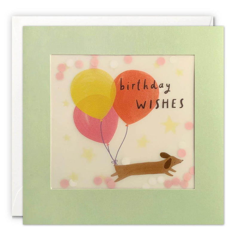 Dachshund & Balloons Shakies Birthday Card