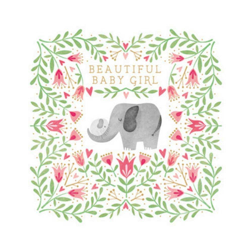 Elephant Beautiful New Baby Girl Card