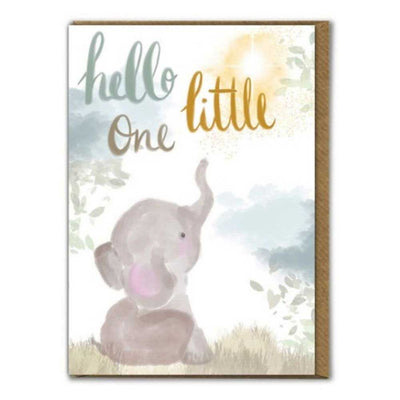 Elephant Hello Little One Baby Card