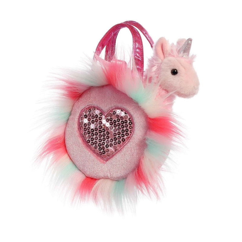 Fancy Pal Unicorn in Fluffy Pink Heart Bag