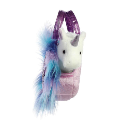 Fancy Pal Unicorn in Fluffy Purple Star Bag