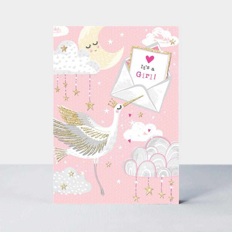 Stork New Baby Girl Card