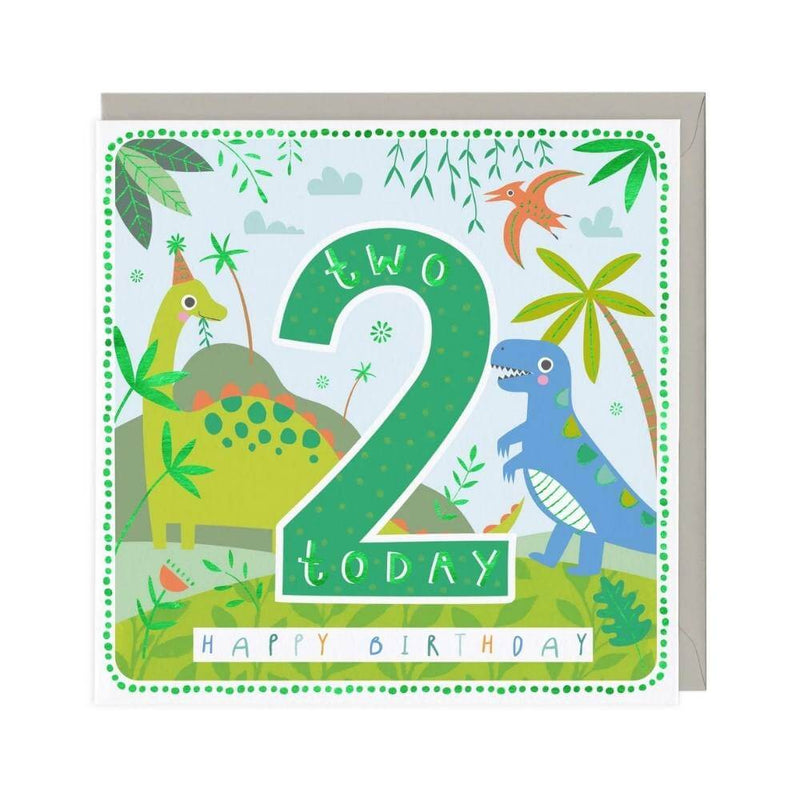 Age 2 Birthday Card: Happy Dinosaurs